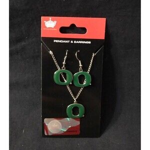 NCAA Oregon Duck Pendant Necklace and Earrings Set